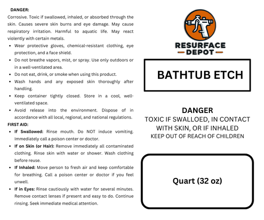 Bathtub Etch -  1 Quart